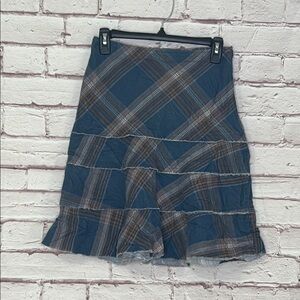 Tracy Evans Y2K Tiered Raw Edge Finewale Corduroy Plaid Skirt Size 1